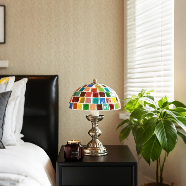 Mushroom Mosaic Table Lamp-Block