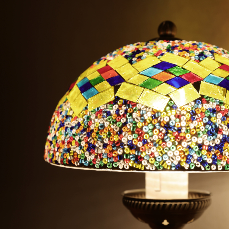 Mushroom Mosaic Table Lamp-Floral