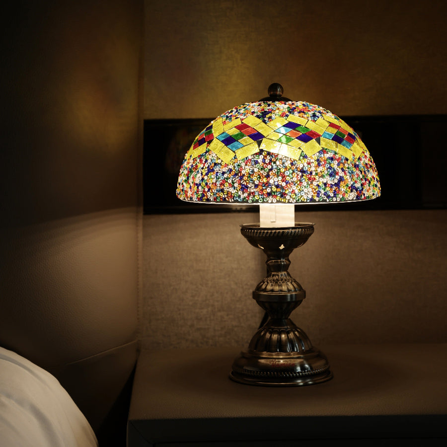 Mushroom Mosaic Table Lamp-Floral