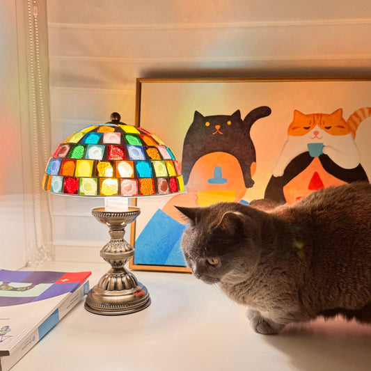 Mushroom Block Mosaic 12.6" Table Lamp