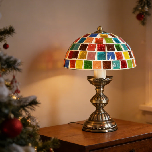 Mushroom Block Mosaic 12.6" Table Lamp