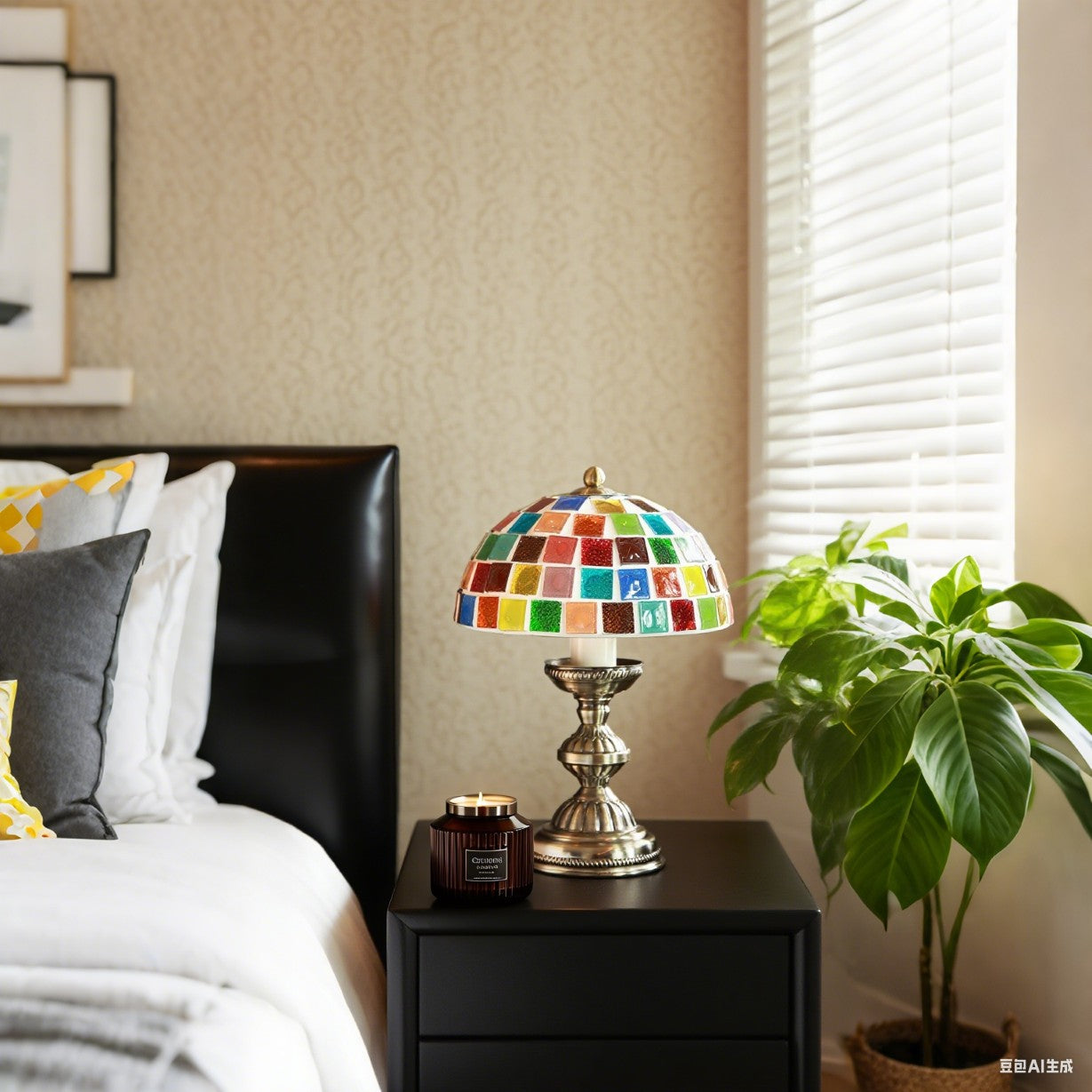 Mushroom Mosaic Table Lamp-Block